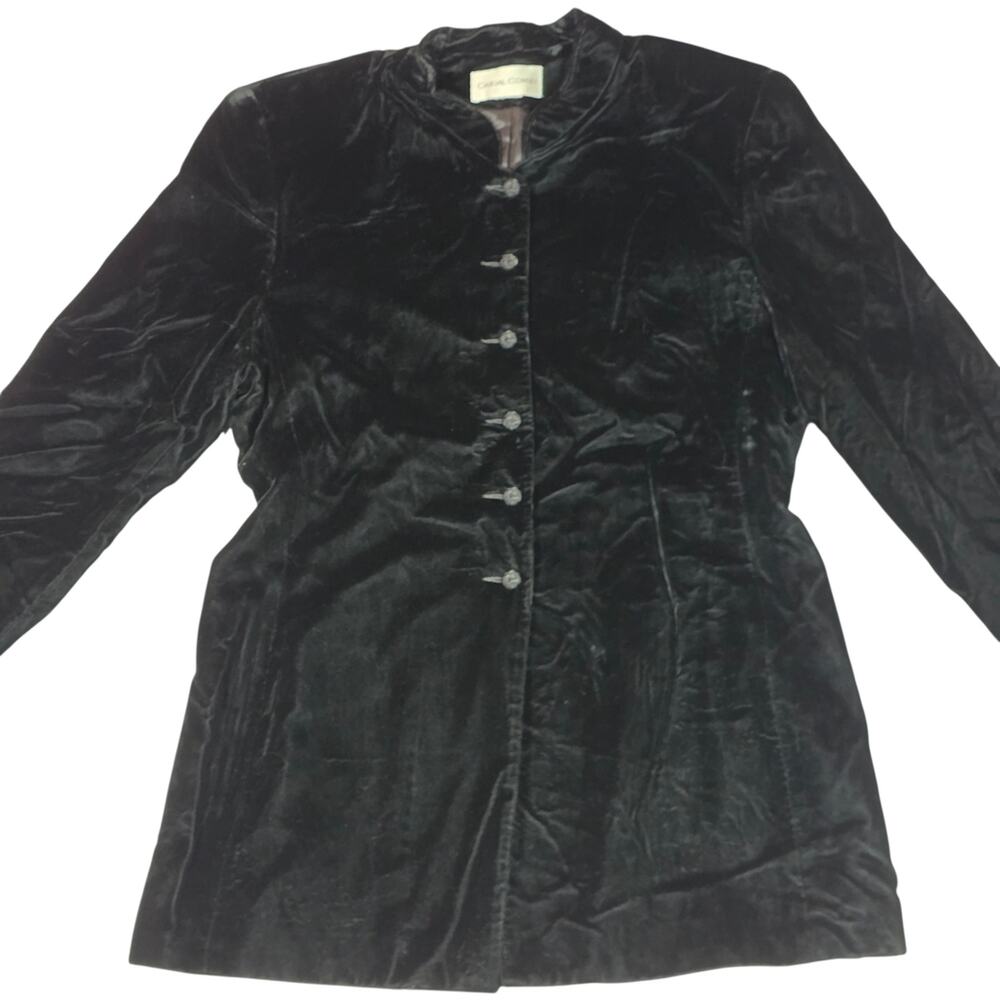 Vintage CASUAL CORNER Velvet Jacket Longline Tailored Button Front Holiday Party